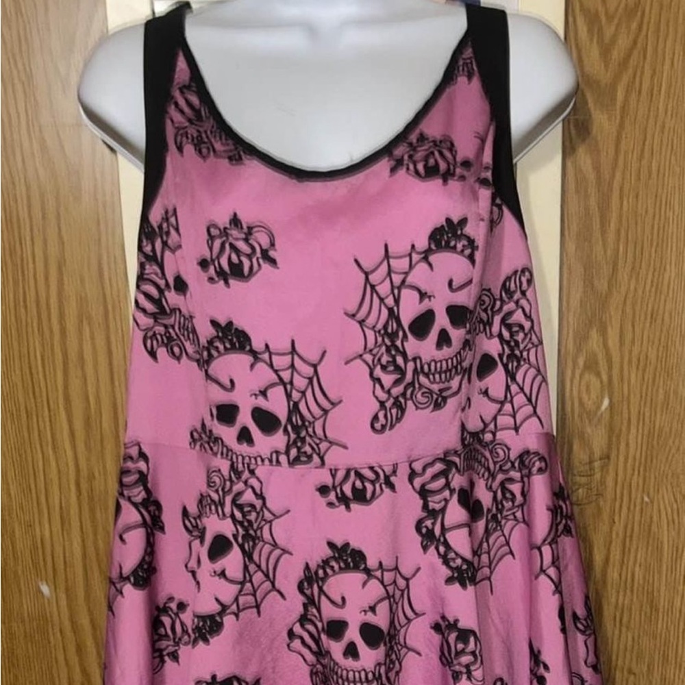 Skull Spiderweb Rose Pink/Black Dress (NWOT)